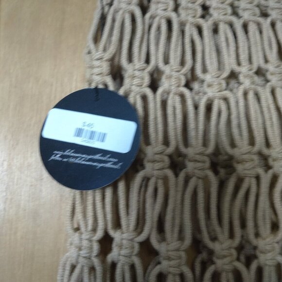 BOHEMIA Women's Double Wood Handle Macrame Purse Beige Boho Hippie NEW - Picture 2 of 5